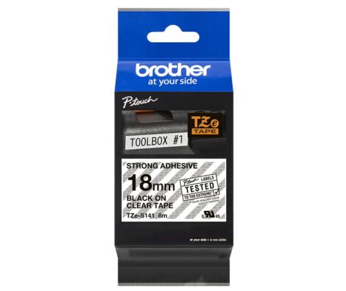 Kleepkirjalint Brother Strong TZE-S141 18mm must/läbipaistval analoog