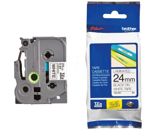 Kleepkirjalint BROTHER TZE-251 24mm must/valgel