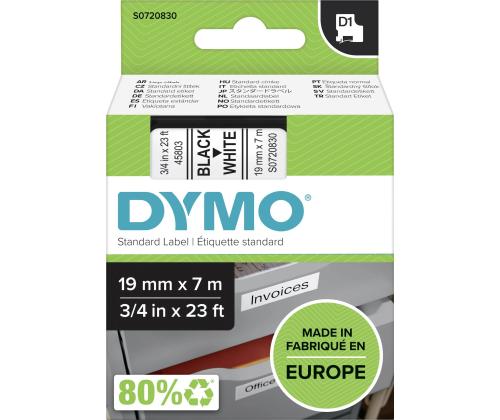 Kleepkirjalint/markeerimislint DYMO D1 45803 19mm x 7m must/valge