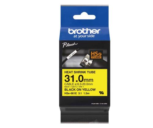 Kleepkirjalintmarkeerimislint Brother HSE-661 31mm mustkollasel
