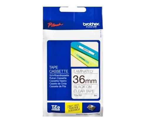 Kleepkirjalintmarkeerimislint BROTHER TZE-161 36mm mustläbipaistval