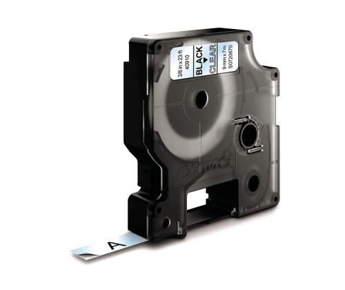 Kleepkirjalintmarkeerimislint DYMO 40910 9mm x 7m must kiriläbipaistval