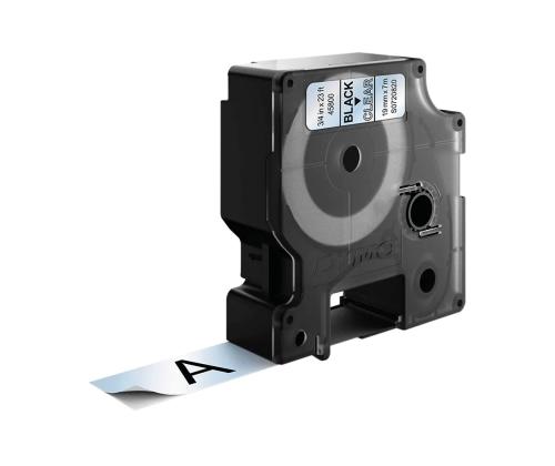 Kleepkirjalintmarkeerimislint DYMO 45210 19mm x 7m mustläbipaistev