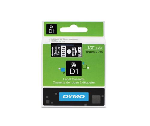 Kleepkirjalintmarkeerimislint DYMO D1 45021 12mm x 7m valgemust
