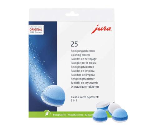 Kohvimasina puhastustabletid JURA 3-etapilised 25tk