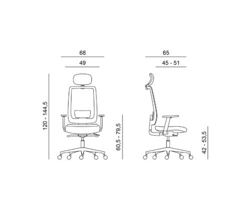 Kontoritool ANTARES 1930 Syn Eclipse Net hall võrk seljatugiBN5 hall iste, alum. jalg, peatoega