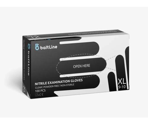 Kummikindadnitriilkindad puudrita BaltLine XL mustad 100tk