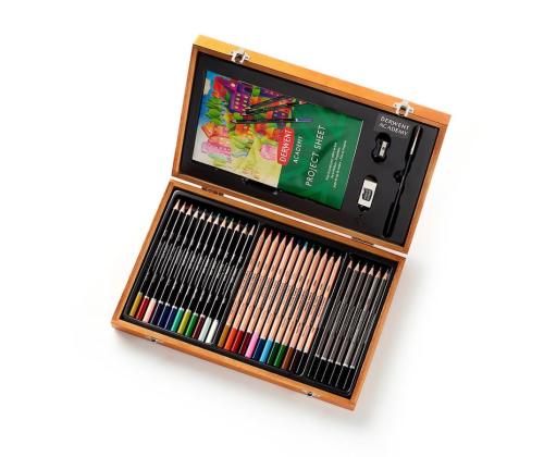 Kunstikomplekt DERWENT Academy puidust karbis