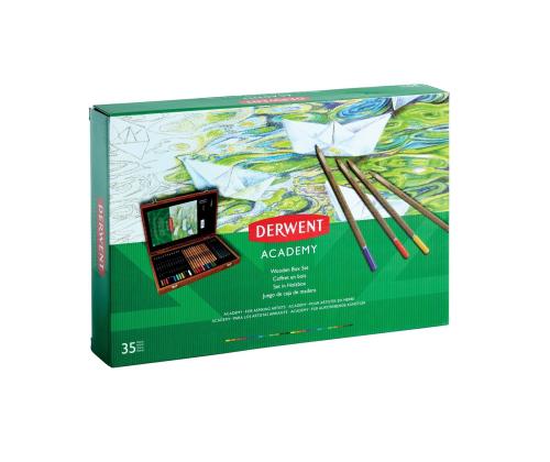 Kunstikomplekt DERWENT Academy puidust karbis