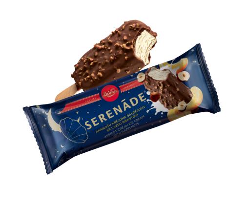 	LAIMA SERENADE Aprikoosi-koorejäätis sarapuupähklitükkidega šokolaadiglasuuris