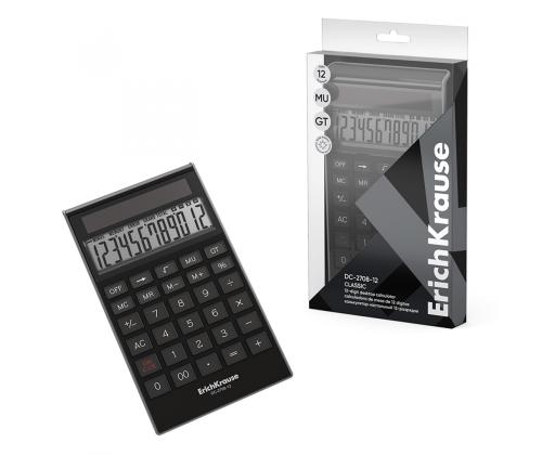 Lauakalkulaator 12-kohaline ERICH KRAUSE DC-2708-12 Classic, must