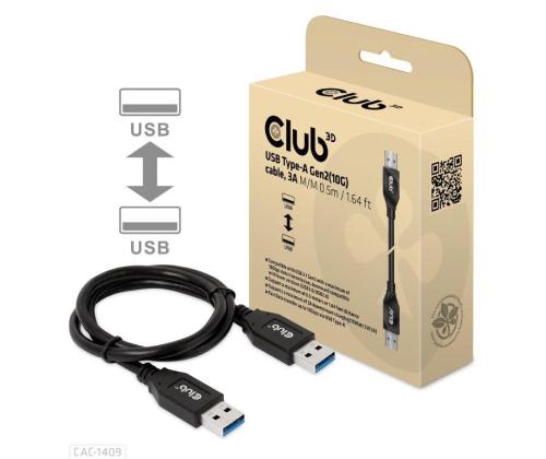 CABLE USB3.1 3A 0.5M/M/M CAC-1409 CLUB3D