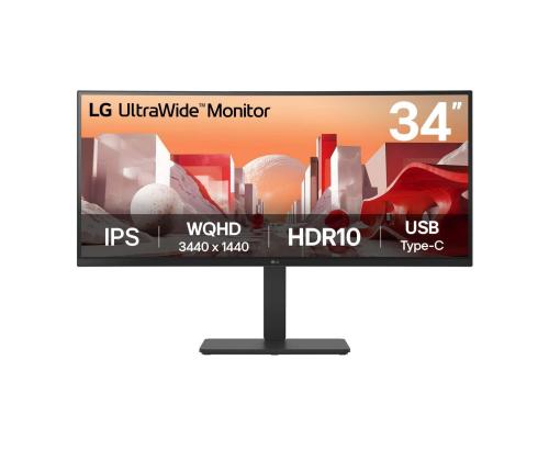 LCD Monitor LG 34 " 3440 x 1440 pixels Wide Quad HD Native aspect ratio 21:9 LCD Curved 34BA75QE-B