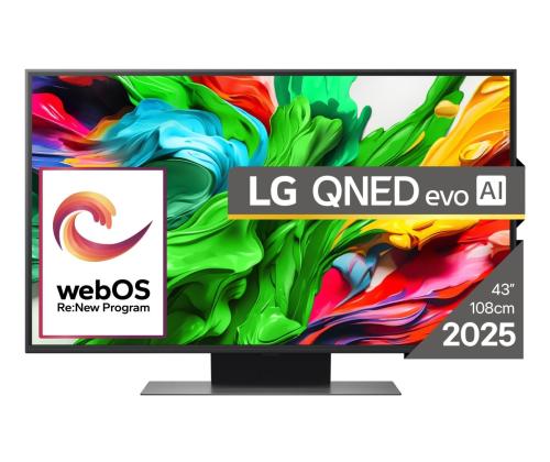 TV Set LG 43" 4K/Smart 3840x2160 Wireless LAN Bluetooth webOS Black 43QNED86A3C