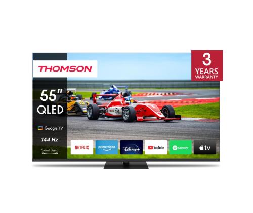 TV Set THOMSON 55" 4K/Smart QLED 3840x2160 Wireless LAN Bluetooth Google TV Black 55QG7C14