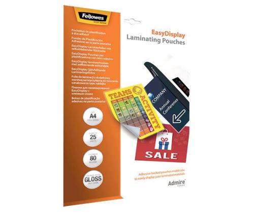 LAMINATOR POUCH EASYDISPLAY/A4 80 25PCS 5601703 FELLOWES
