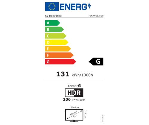 TV Set LG 75" 4K/Smart 3840x2160 Wireless LAN Bluetooth webOS 75NANO82T3B