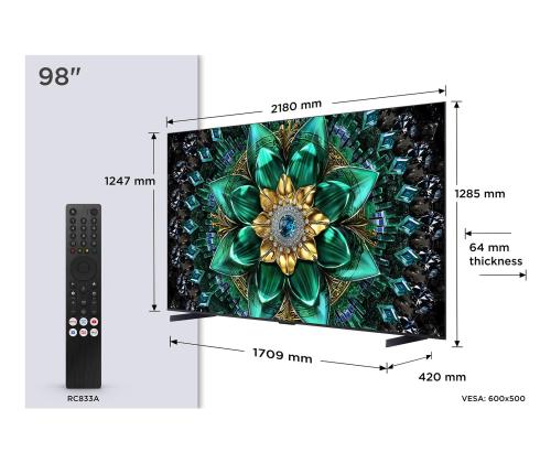 TV Set TCL 98 " 4K Ultra HD 3840 x 2160 pixels Flat 16:9 QD-Mini LED 98Q6C