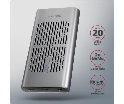 SSD ACC ENCLOSURE M.2 NVME/USB-C EEM2-20GD AXAGON