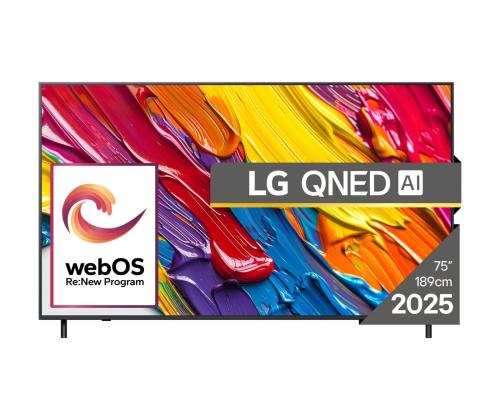 TV Set LG 75" 4K/Smart 3840x2160 Wireless LAN Bluetooth webOS Black 75QNED82A3B