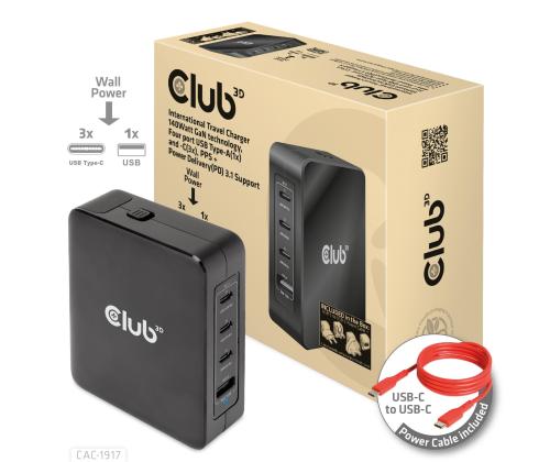 MOBILE TRAVEL CHARGER USB-C/140W GAN CAC-1917 CLUB3D