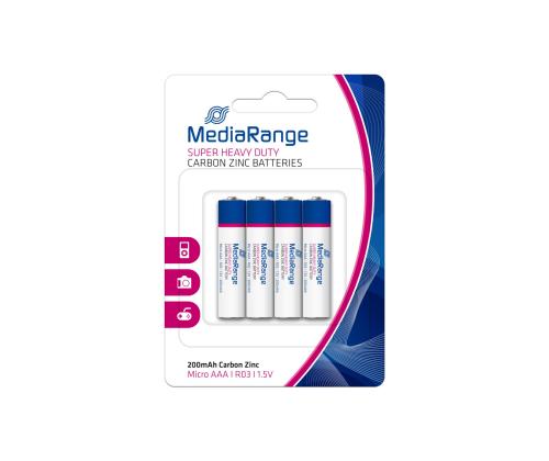 BATTERY CARBON-ZINC AAA 1.5V/4PCS MRBAT141 MEDIARANGE