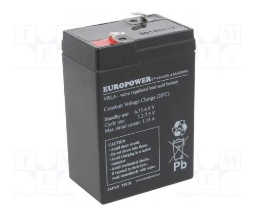 BATTERY 6V 4.5AH VRLA/EP4.5-6 EUROPOWER EMU