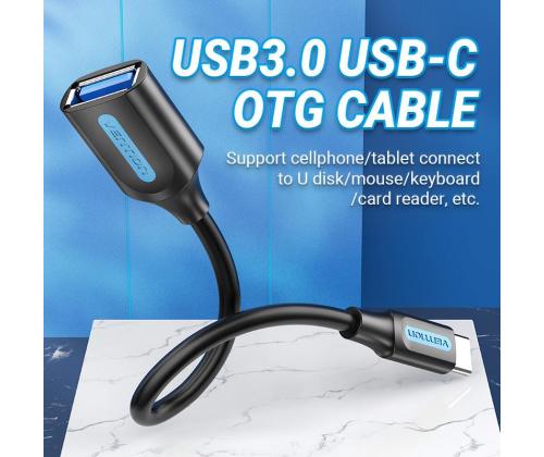 CABLE USB3.1C MALE TO A FEMALE/0.15M BLACK CCVBB VENTION