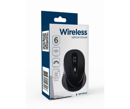 MOUSE USB OPTICAL WRL/BLACK MUSW-6B-01 GEMBIRD