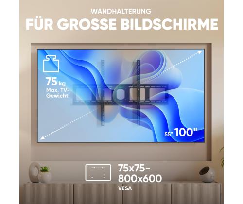 TV SET ACC WALL MOUNT/55-100"/BLACK UF4-B ONKRON