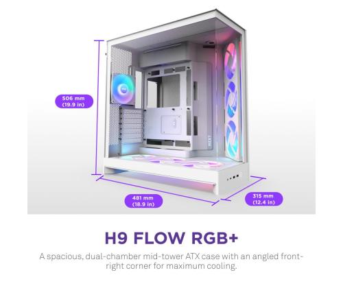 Case NZXT ATX/micro ATX/Mini-ITX/EATX White Midi Tower PC CM-H92FW-R1