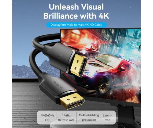 CABLE DP TO DP 1M/BLACK HAKBF VENTION