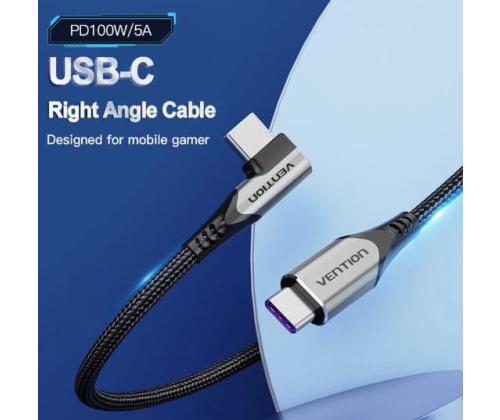 CABLE USB-C TO USB-C R.ANGLE/1M GRAY TAKHF VENTION