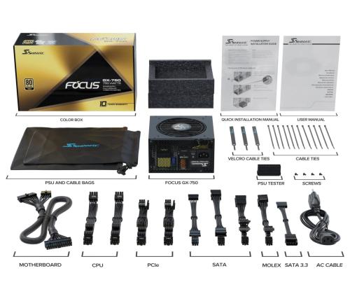 Power Supply SEASONIC FOCUS-GX-750-ATX31 750 Watts Efficiency 80 PLUS GOLD MTBF 100000 hours FOCUS…