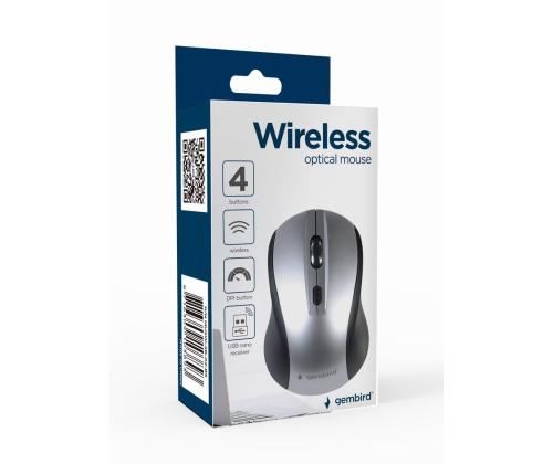 MOUSE USB OPTICAL WRL BLACK/SILVER MUSW-4B-02-BS GEMBIRD
