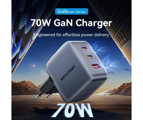MOBILE CHARGER WALL 3PORT/70W FEXH0-EU VENTION