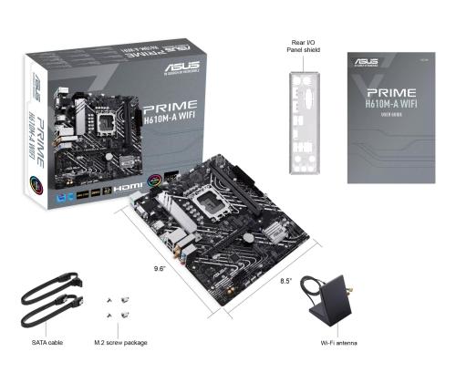Mainboard ASUS Intel H610 LGA 1700 micro ATX RAM DDR5-SDRAM 2xSlots Wi-Fi Yes Bluetooth Yes…