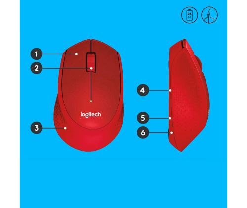 MOUSE USB OPTICAL WRL M330/SILENT RED 910-004911 LOGITECH