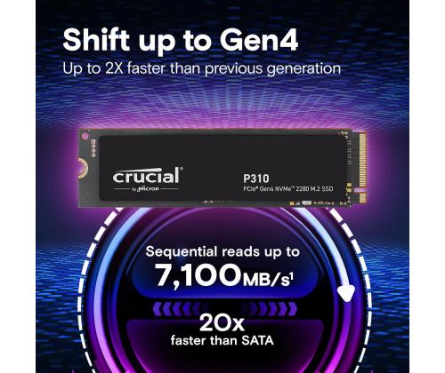 SSD CRUCIAL 800xTBW rating Read speed 7100 MB/s Write speed 6000 MB/s NVMe Yes PCI Express 4.0 M.2…