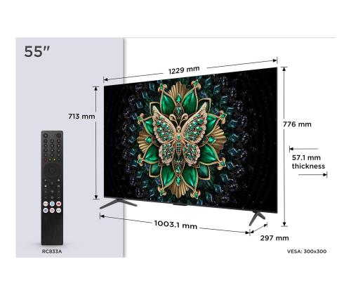 TV Set TCL 55 " 4K Ultra HD 3840 x 2160 pixels Flat 16:9 QD-Mini LED 55C69K