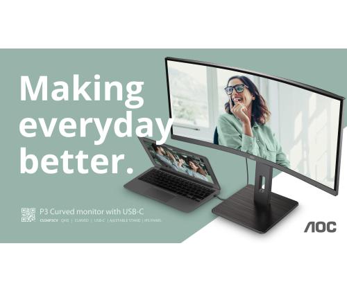 LCD Monitor AOC 34 " 3440 x 1440 pixels UltraWide Quad HD Native aspect ratio 21:9 LED Curved…