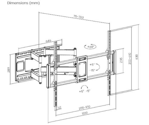 TV SET ACC WALL MOUNT 60-120"/WM-120ST-01 GEMBIRD