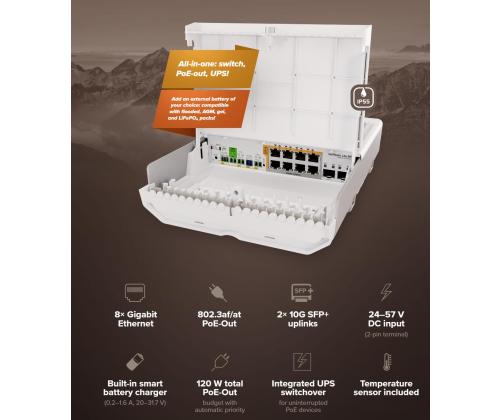 Switch MIKROTIK netPower Lite 8P PoE ports 8 120 Watts CSS610-8P-2S+OUT