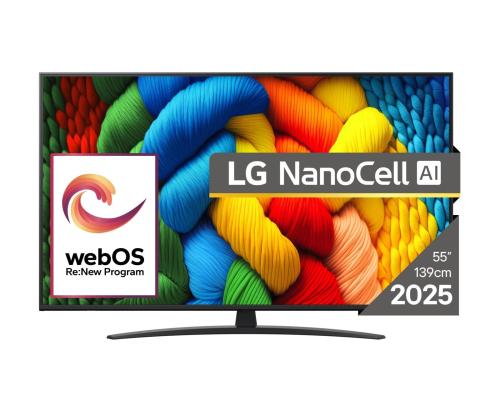 TV Set LG 55" 4K/Smart 3840x2160 Wireless LAN Bluetooth webOS 55NANO81A3A
