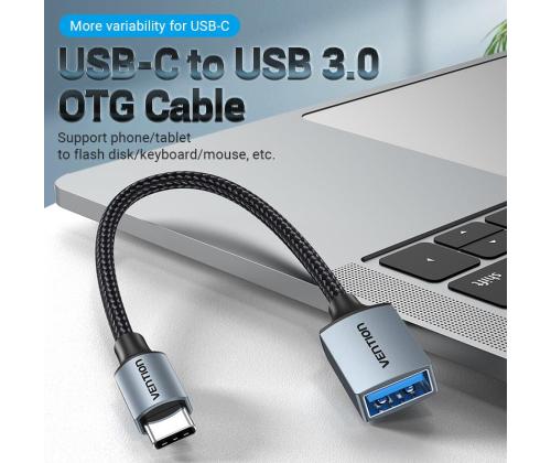 CABLE USB3.0C MALE TO A FEMALE/0.15M GRAY CCXHB VENTION