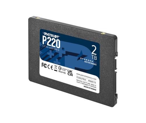 SSD PATRIOT P220 2TB SATA Write speed 500 MBytes/sec Read speed 550 MBytes/sec 2,5" TBW 960 TB…