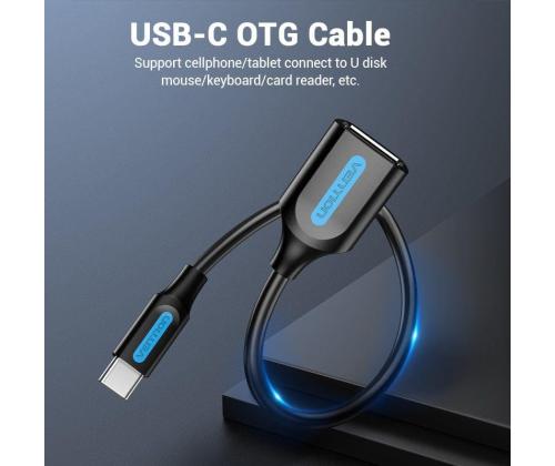 CABLE USB2.0C MALE TO A FEMALE/0.15M BLACK CCSBB VENTION