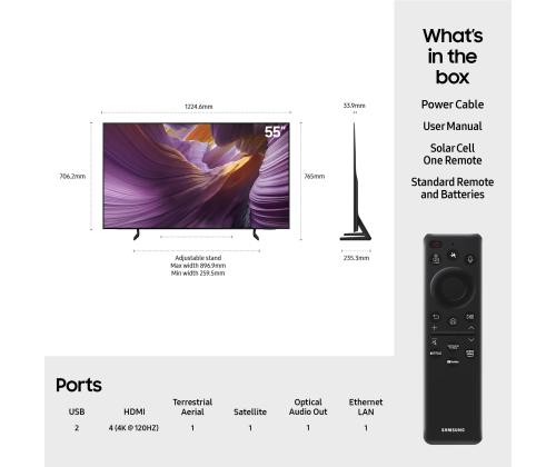 TV Set SAMSUNG 55" OLED/4K/Smart 3840x2160 Wireless LAN Bluetooth Tizen Black QE55S85FAUXXH