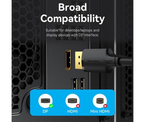 CABLE DP TO DP 1M/BLACK HAKBF VENTION