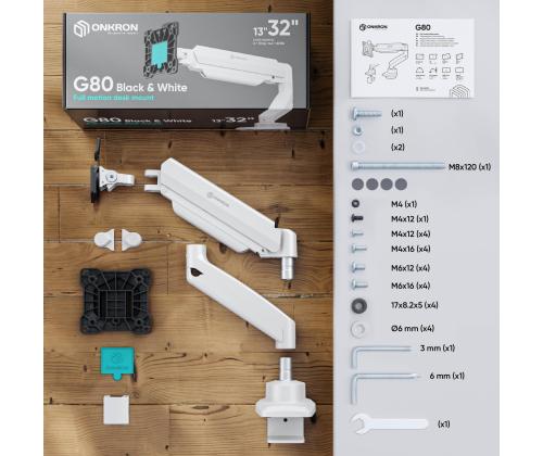 MONITOR ACC DESK MOUNT/13-32" BLK/WHT G80-BW ONKRON
